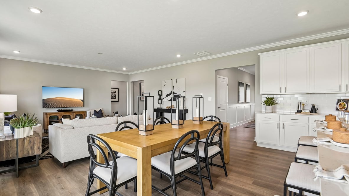dining room with view of great room