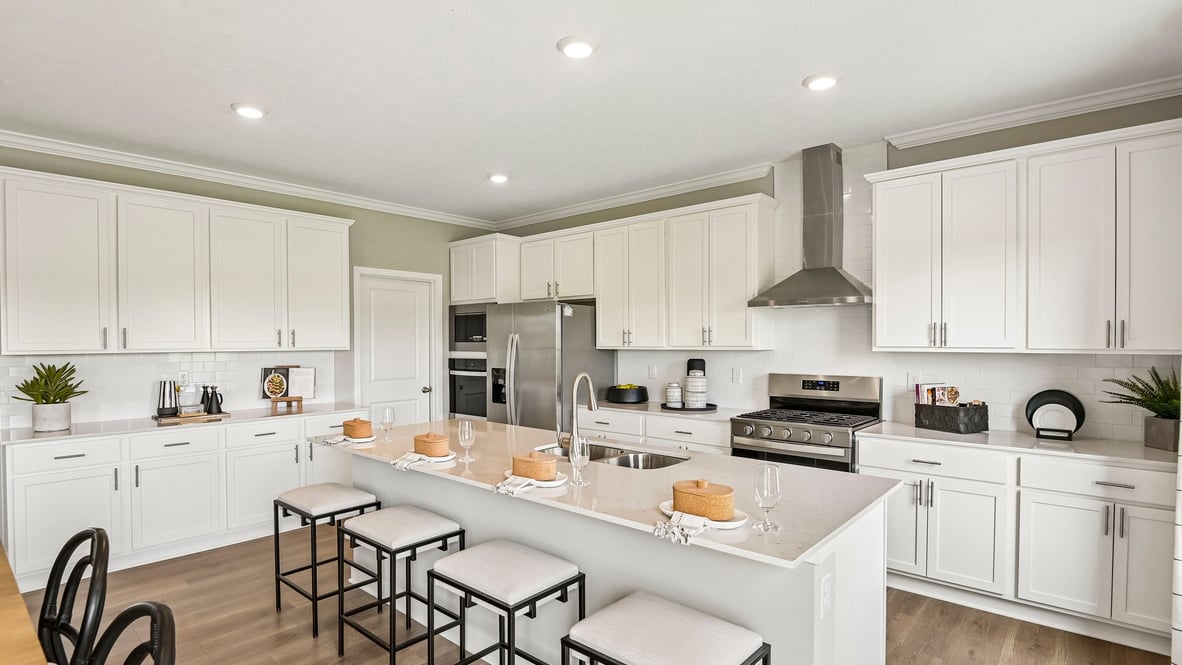 kitchen with large kitchen island