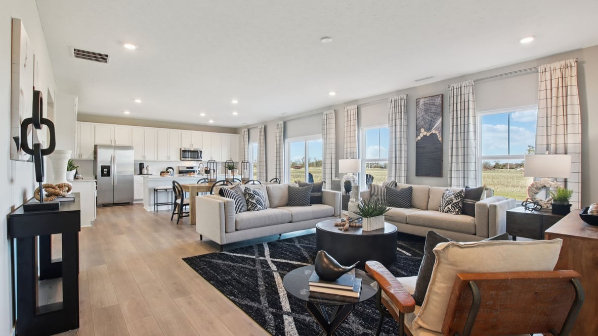 great room with large windows