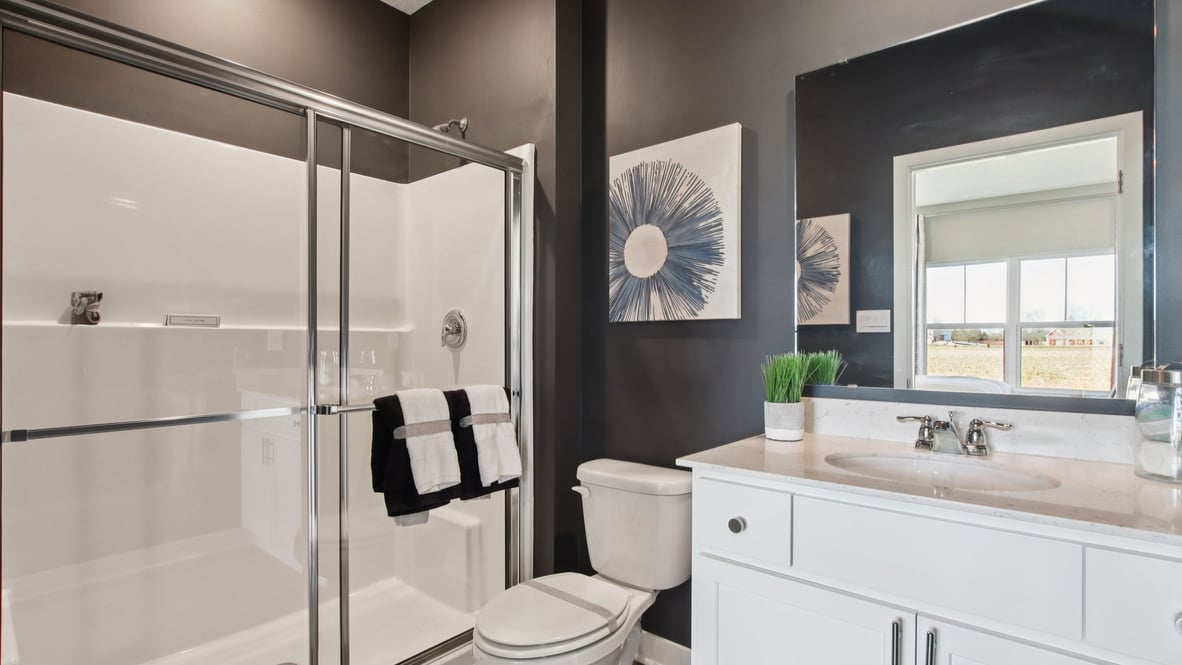 guest bathroom with walk-in shower