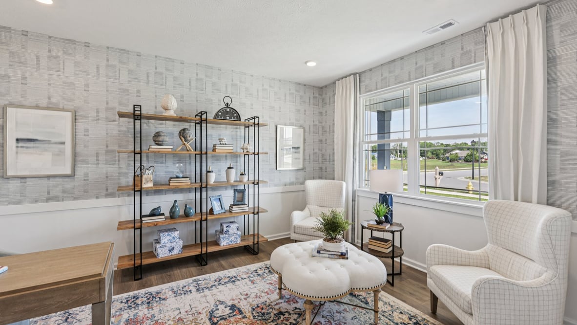 home office to the right of the entrance