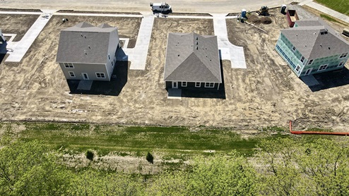 aerial view of backyard