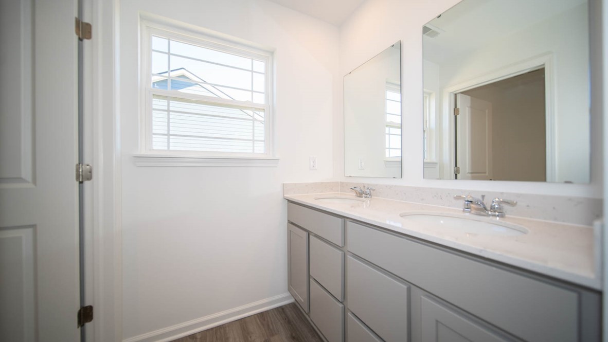 bathroom with dual vanity