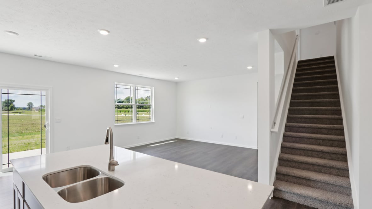 view from the bottom of the stairs