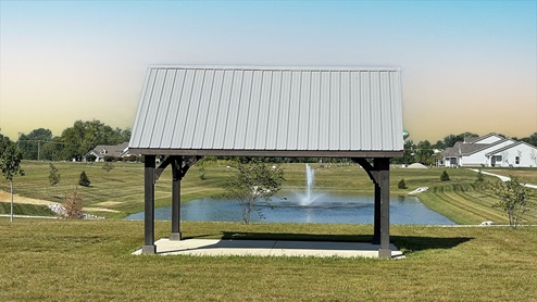 Quail West community offers a covered pavilion and pond
