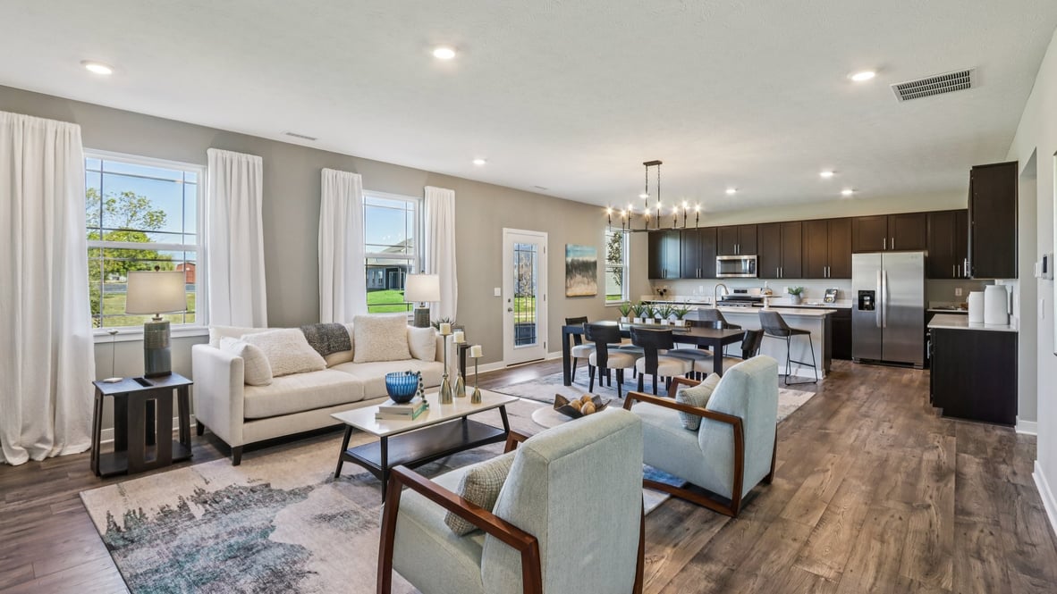 great room with natural light