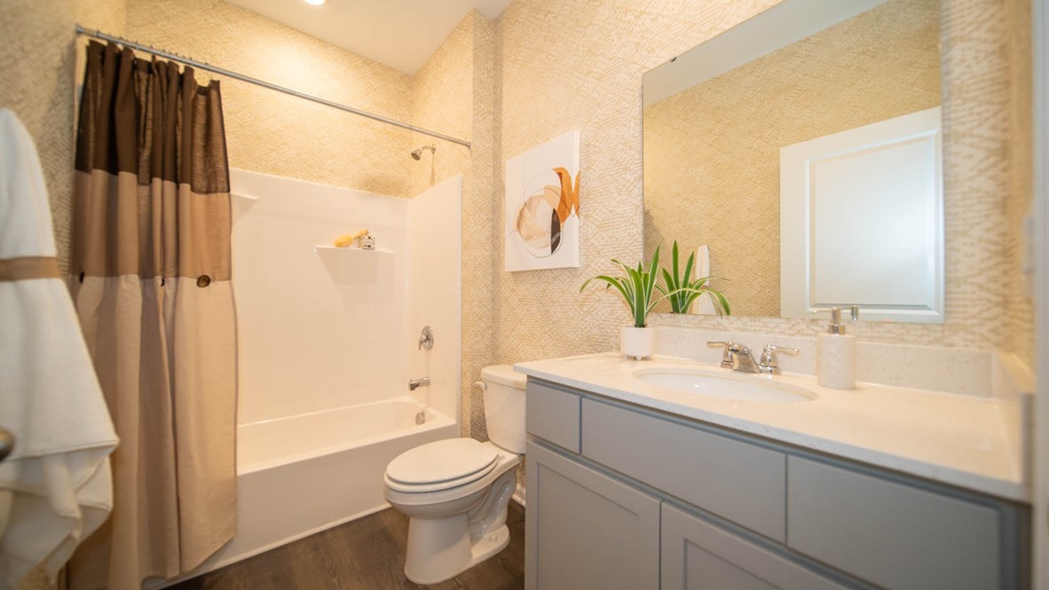 bathroom with shower and tub combo