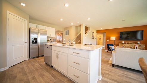 kitchen with large corner pantry
