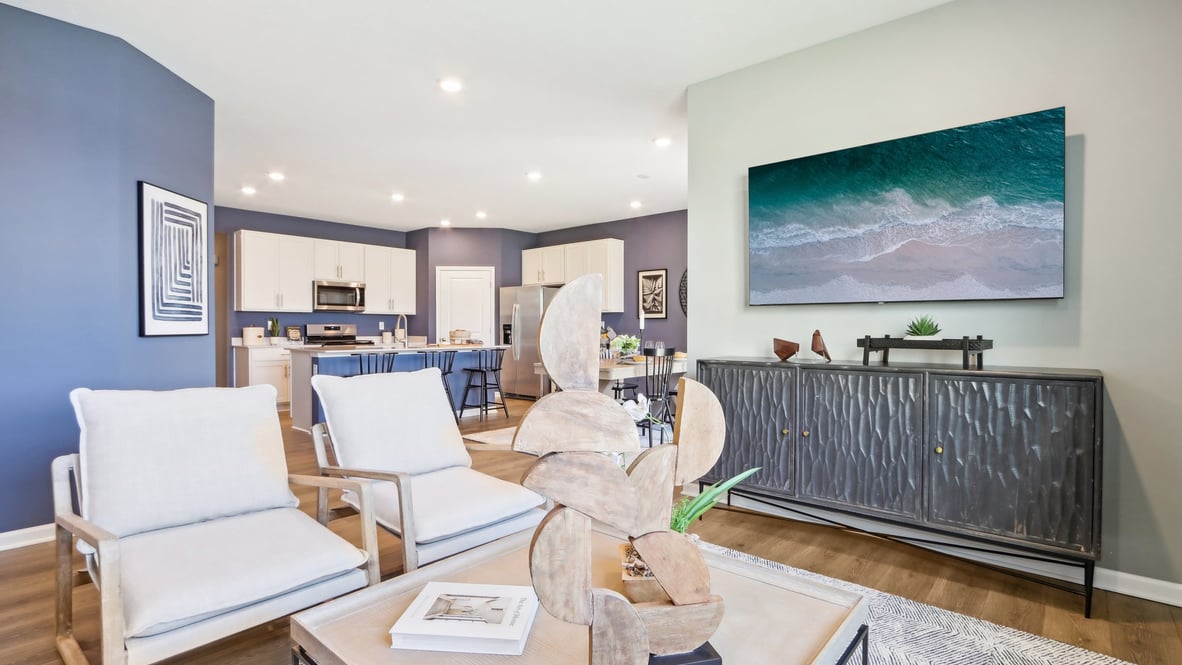 great room looking into kitchen