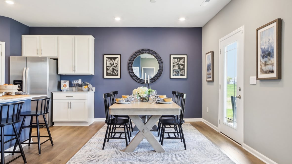 great room with white cabinets