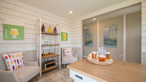 den with shiplap wallpaper