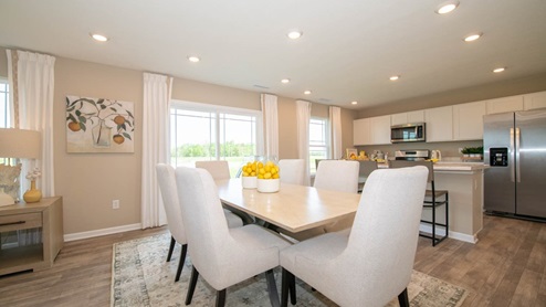 breakfast nook with farmhouse table