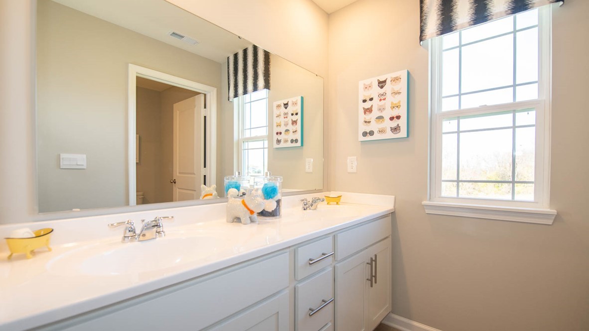 Hall bath with tub shower