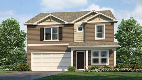two-story, open concept home provides 4 large bedrooms and 2.5 bathrooms study den playroom large pantry kitchen island seating walk-in closets upper level laundry room