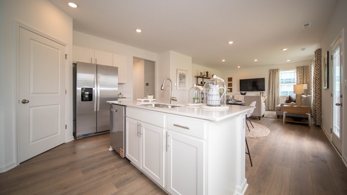 kitchen with large corner pantry