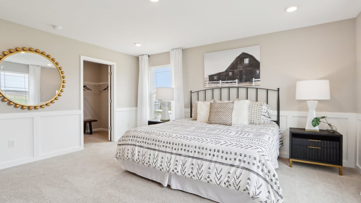 primary bedroom with king sized bed