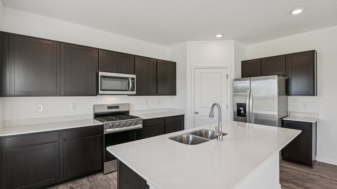 kitchen with stained cabinets