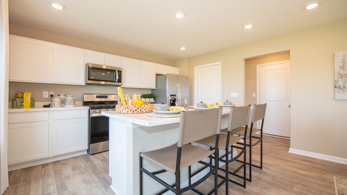 kitchen with white cabinets