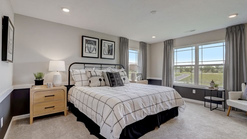 primary bedroom with neutral color scheme