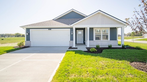 white and blue exterior on single story home