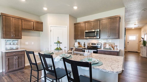 Kitchen with ample seating space at island