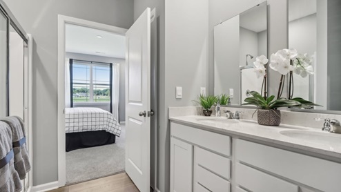 double bowl vanity and shower