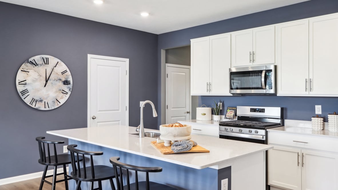 seating for three at the kitchen island