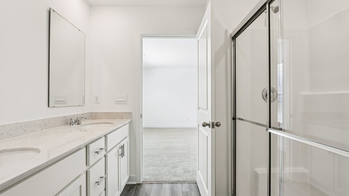 primary bathroom with walk-in shower