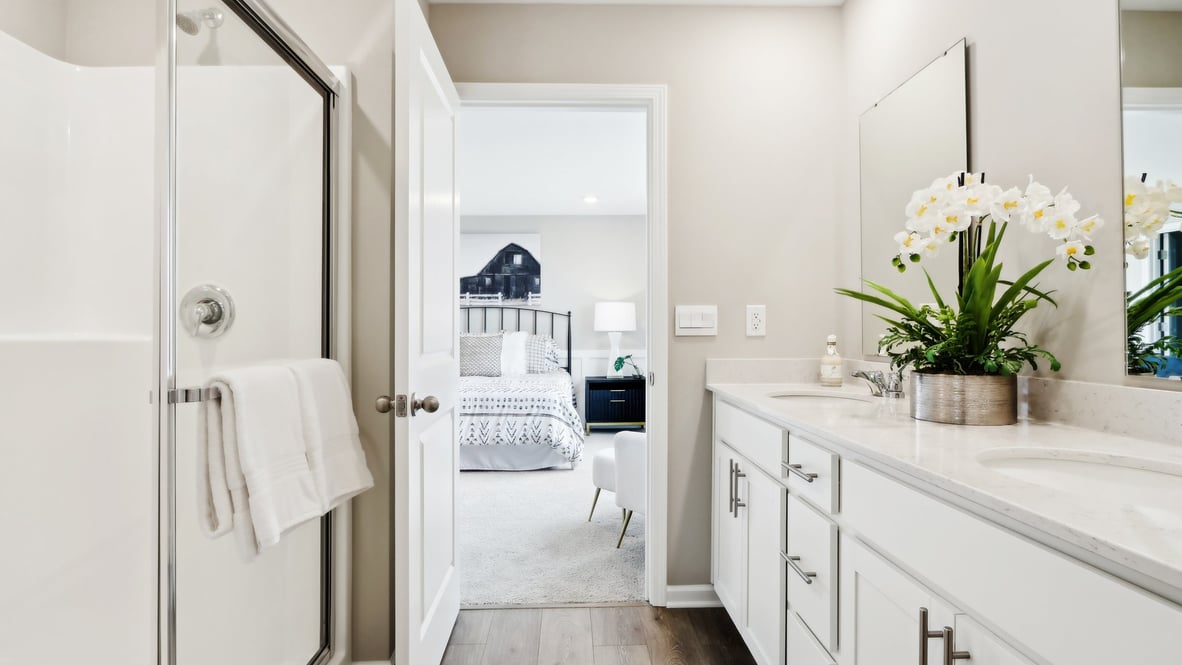 walk in shower in the primary bathroom