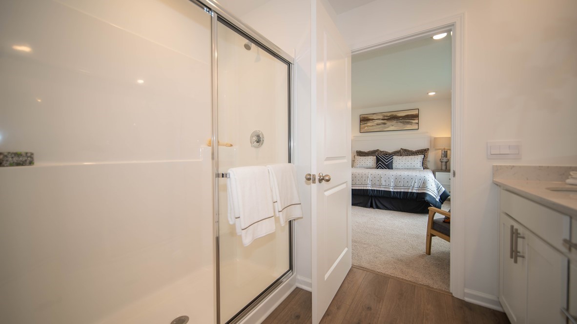 primary bathroom with walk-in shower