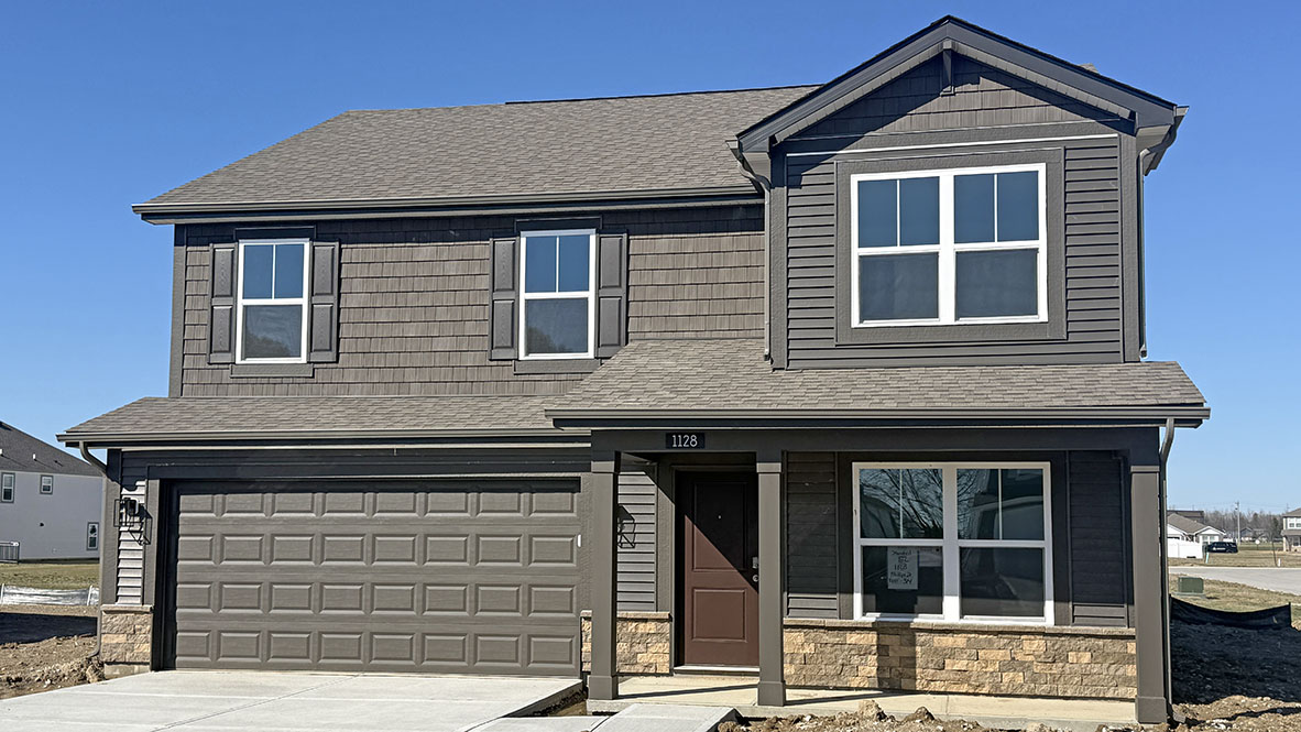 Stamford B elevation rendering with green siding