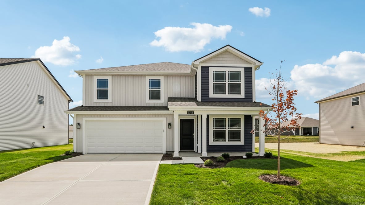 3346 Godby Drive, Sheridan, IN, Centre Place By D.R. Horton 2-story new townhome, 4-bed, 2.5-bath, 2-car, front street view