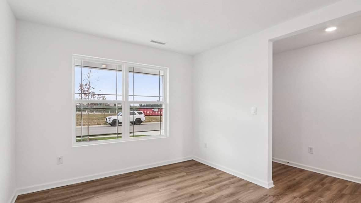 Our new home adds an entry hallway, office-flex room, stairway access designed for connecting the front to the main areas