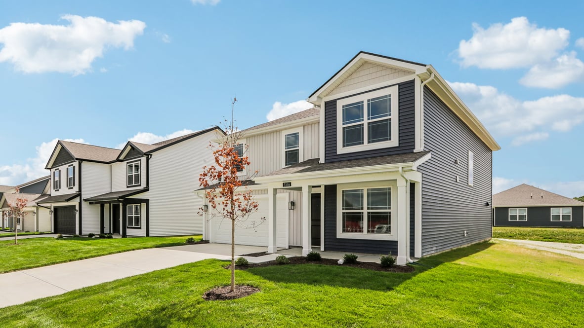 3346 Godby Drive, Sheridan, IN, Centre Place By D.R. Horton 2-story new townhome, 4-bed, 2.5-bath, 2-car, front view