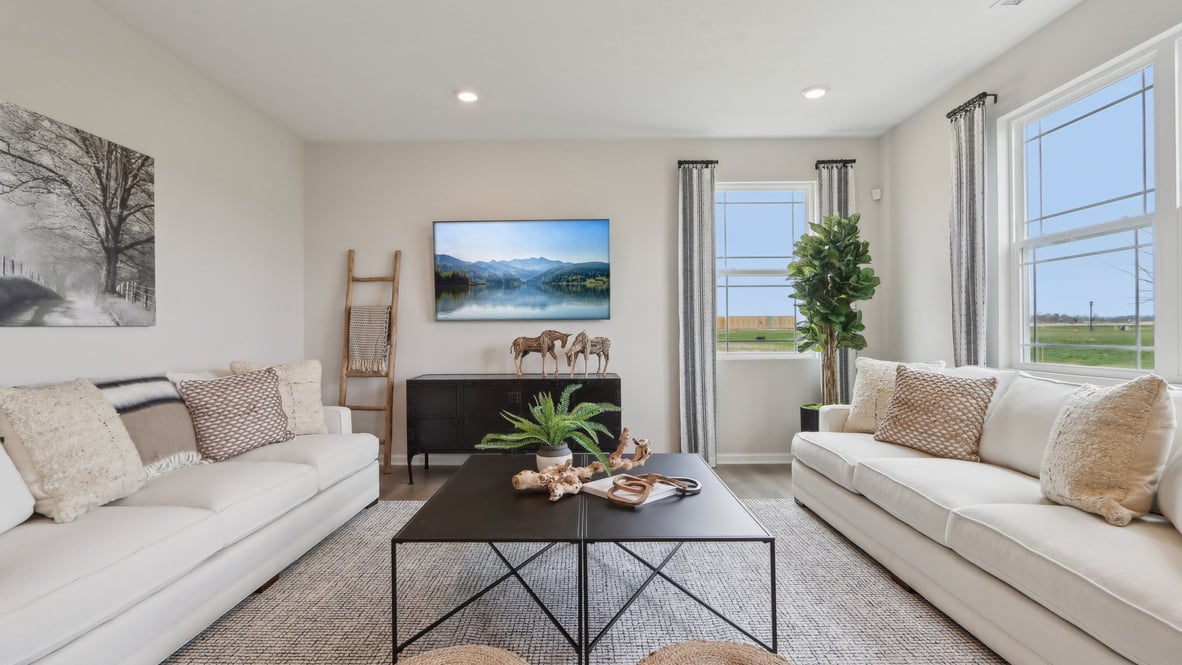 great room with large windows