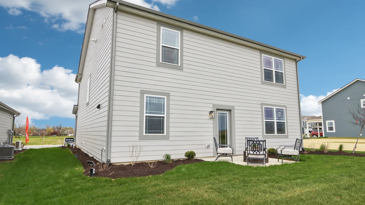 exterior elevation back two story home