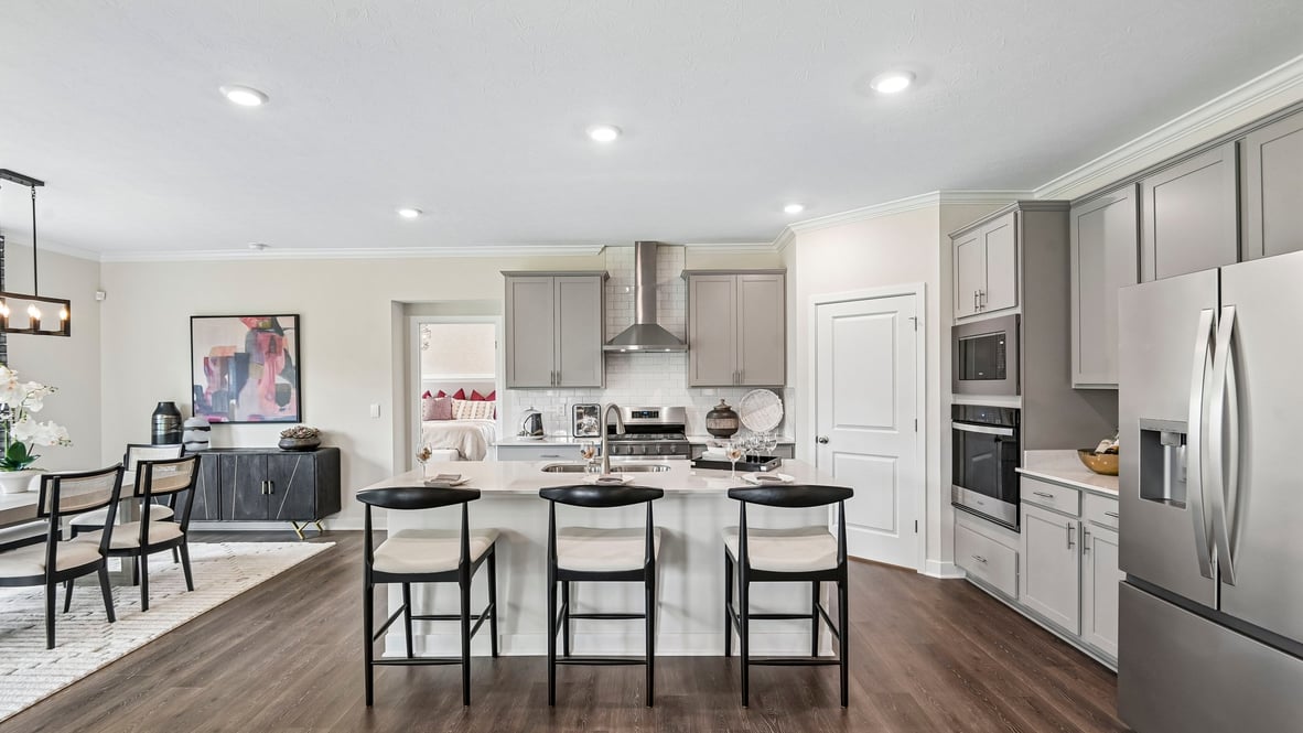 gourmet kitchen with bar seating