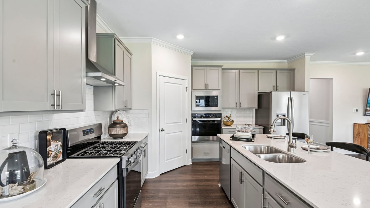 gourmet kitchen with bar seating