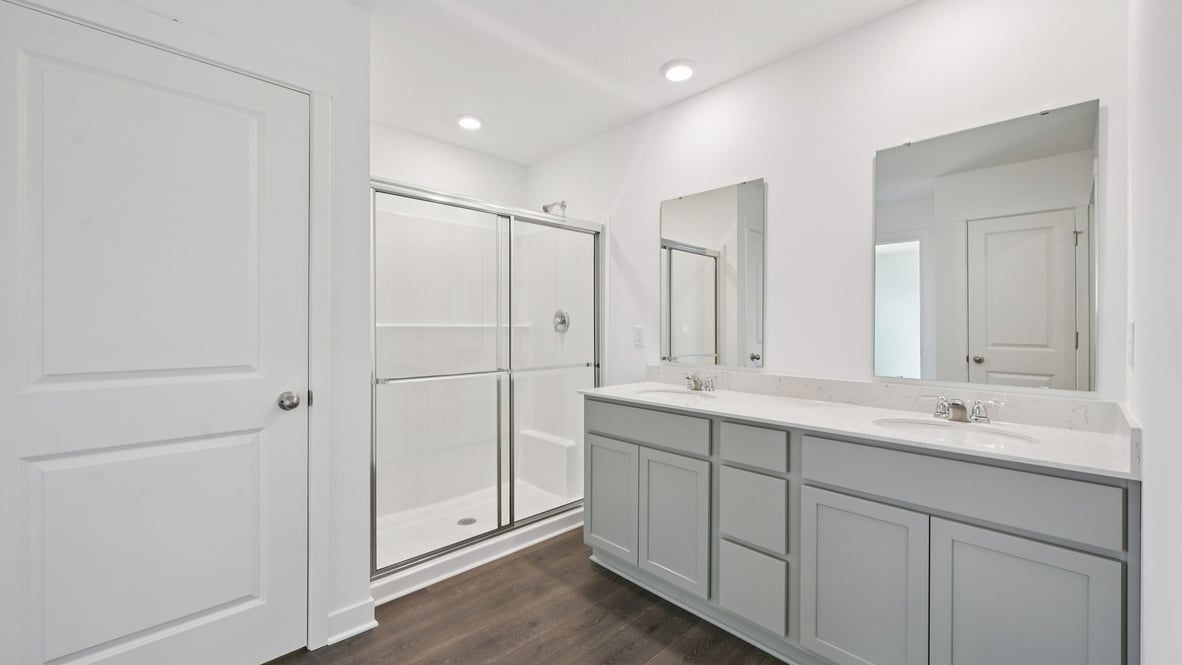 primary bathroom with walk-in shower