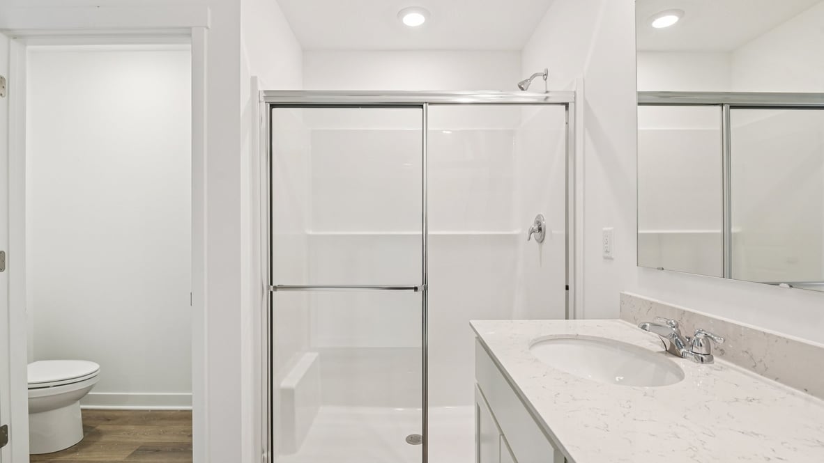 primary bathroom with walk-in shower