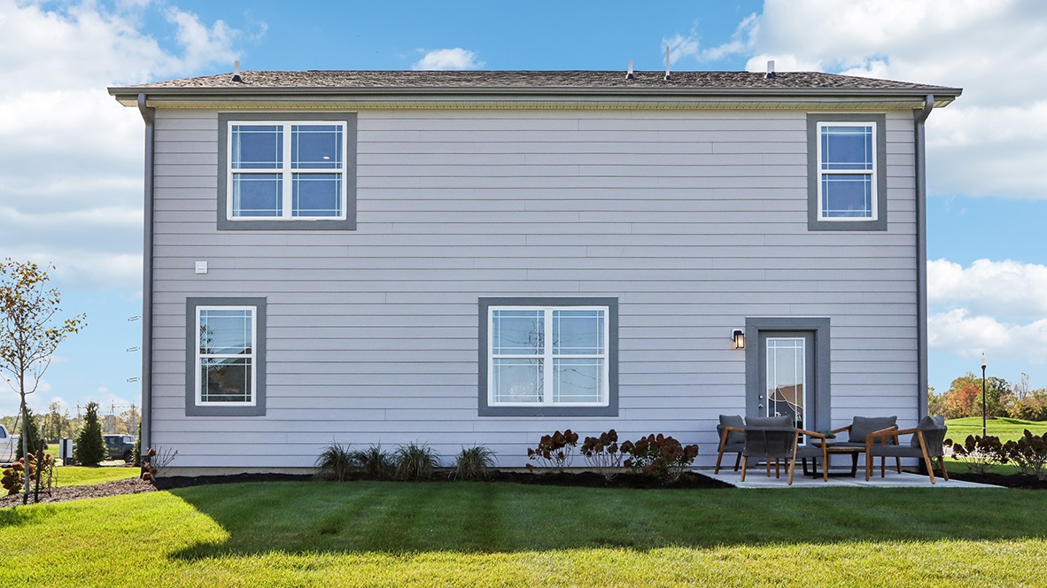 exterior elevation back two story home