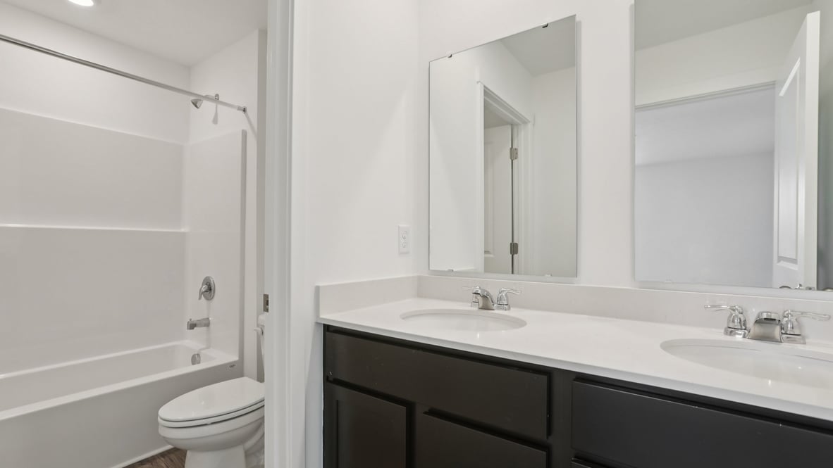 bathroom with dual vanity