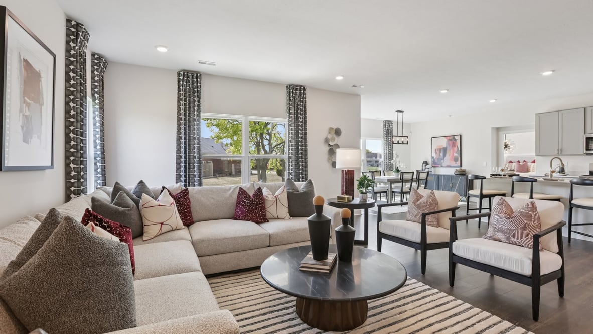 great room with couch loveseat and two chairs