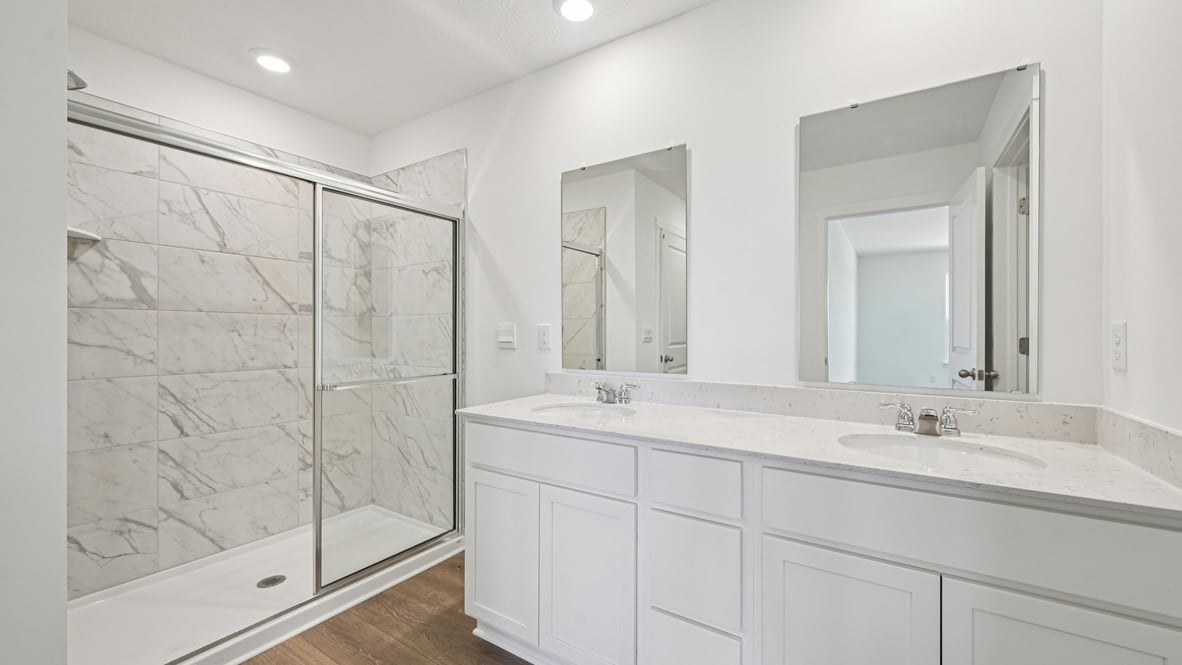 primary bathroom with walk-in shower