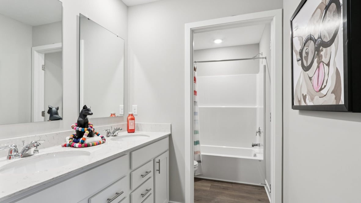 bathroom with dual vanity