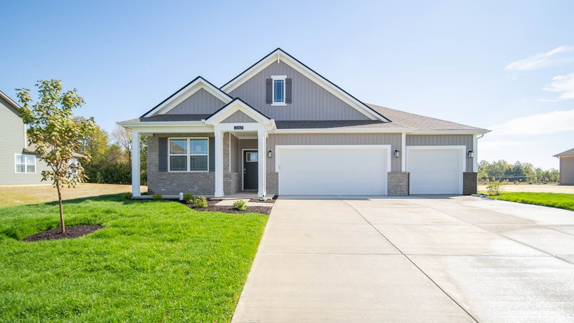 front exterior view of the 4 bedroom Cortland ranch plan