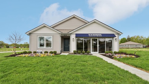 one story model home exterior