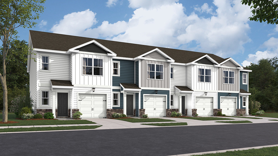 exterior elevation townhomes in speedway victory manor
