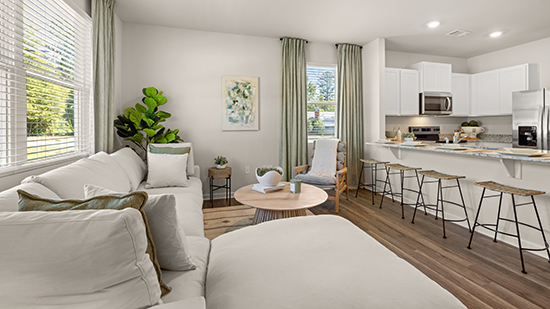 Open concept living space with natural lighting