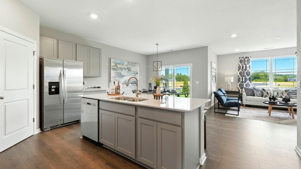 kitchen with large corner pantry